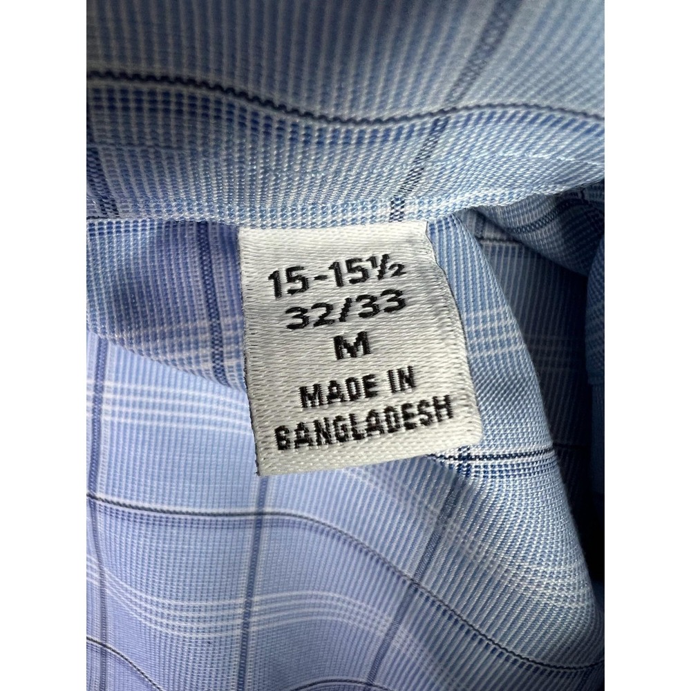 Calvin Klein Shirt Mens Medium Blue Plaid Wrinkle Free Stretch Fresh Comfort - Picture 5 of 10